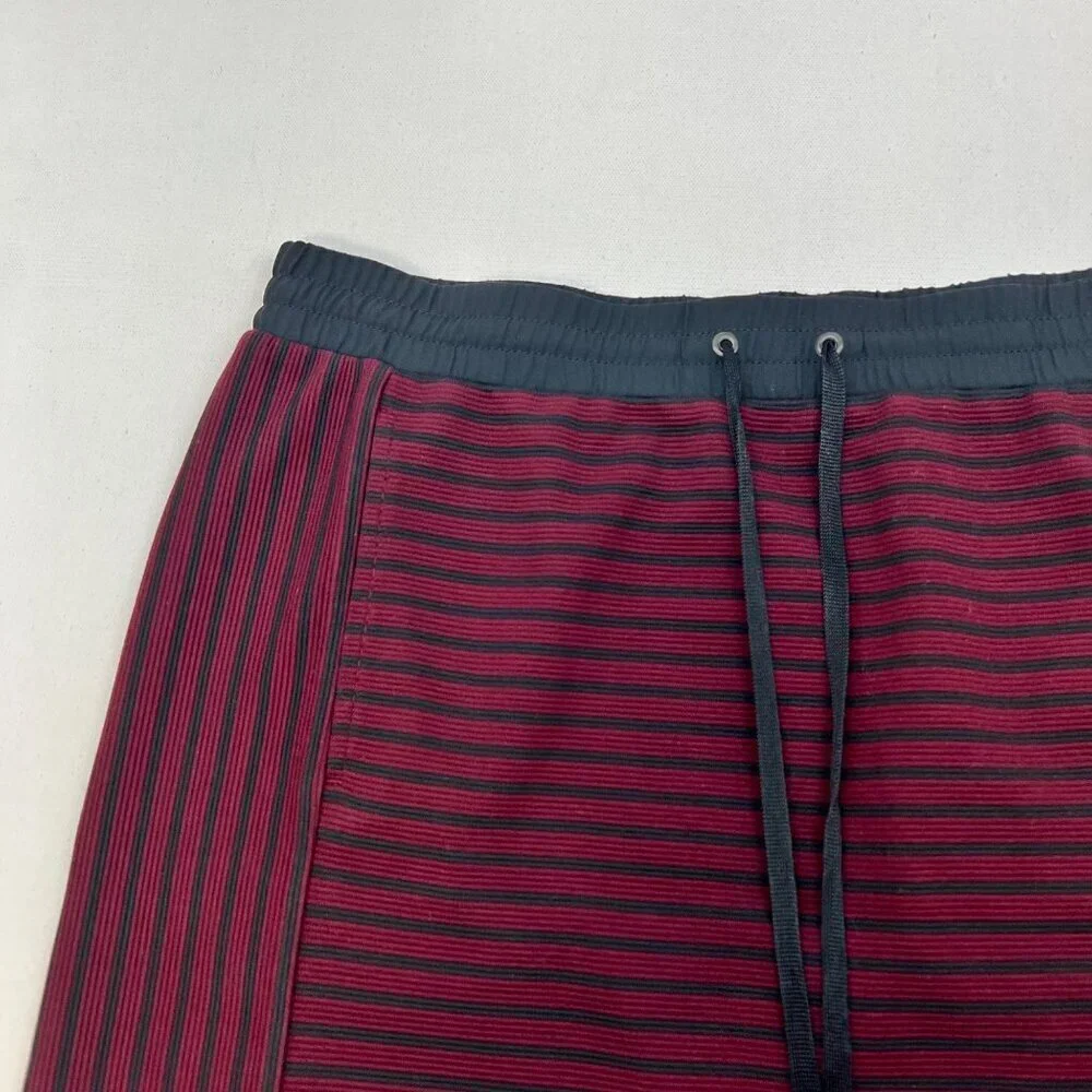 Lou & Grey Women’s Striped Pull On Skirt Wine/Black Drawstring Size Small New